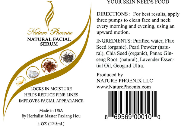 Natural Facial Serum 4 oz (118 ml) Free Shipping